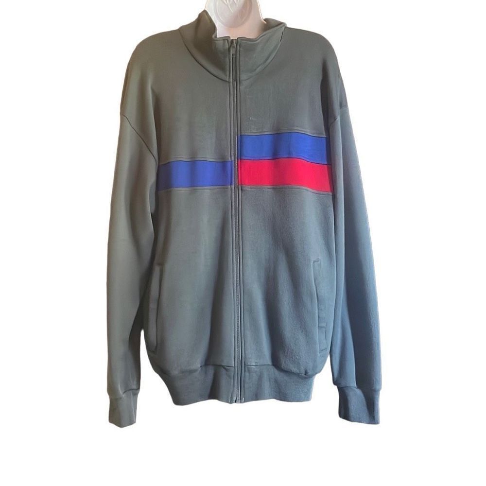 Herman's Men's XL Vintage Y2K 90's Gray Blue Red‎ Colorblock Full Zip Jacket